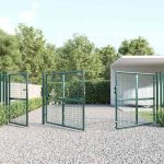 Poartă de grădină din plasă, verde, 400×175 cm, oțel galvanizat