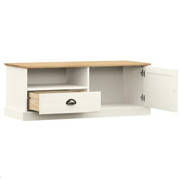 Comodă TV VIGO, alb, 106x40x40 cm, lemn masiv de pin