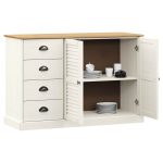 Servantă cu sertare VIGO, 113x40x75 cm, alb, lemn masiv de pin
