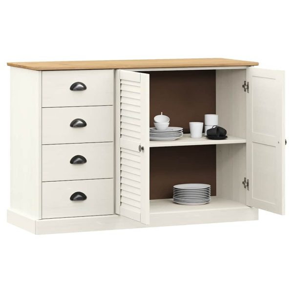 Servantă cu sertare VIGO, 113x40x75 cm, alb, lemn masiv de pin