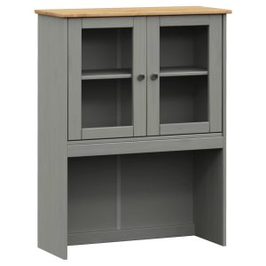 Dulap superior comodă „VIGO”, gri, 78x30x100 cm, lemn masiv pin