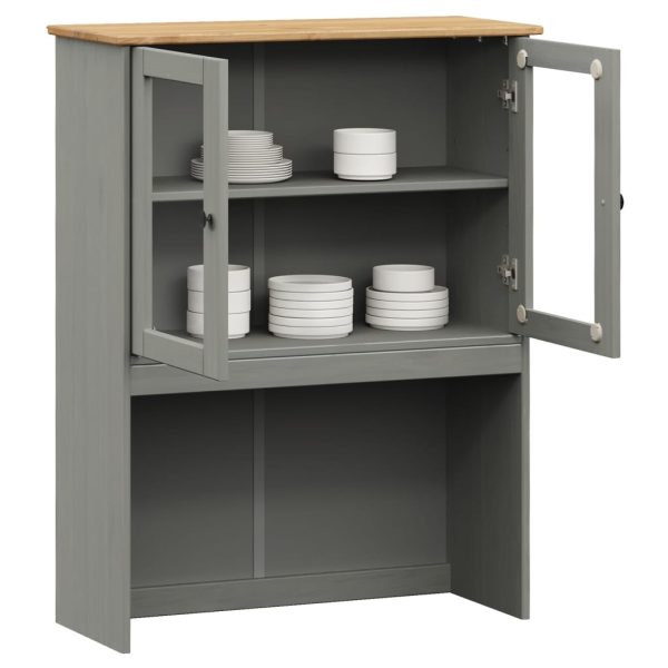 Dulap superior comodă „VIGO”, gri, 78x30x100 cm, lemn masiv pin