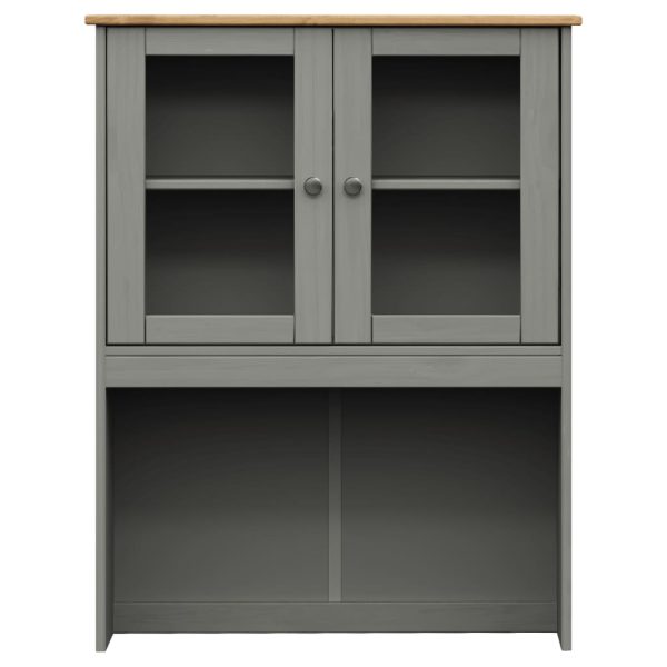 Dulap superior comodă „VIGO”, gri, 78x30x100 cm, lemn masiv pin