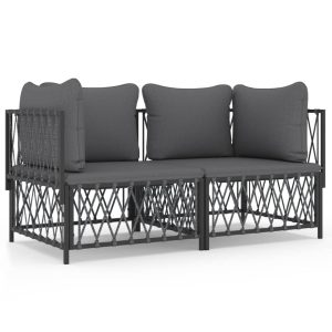 Set mobilier de grădină, antracit, 2 piese, oțel