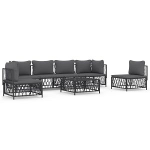 Set mobilier de grădină cu perne, 7 piese, antracit, oțel