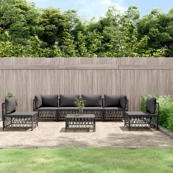Set mobilier de grădină cu perne, 7 piese, antracit, oțel