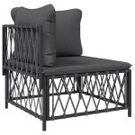Set mobilier de grădină, cu perne, antracit, 3 piese, oțel