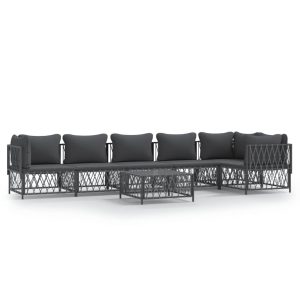 Set mobilier de grădină cu perne, 7 piese, antracit, oțel