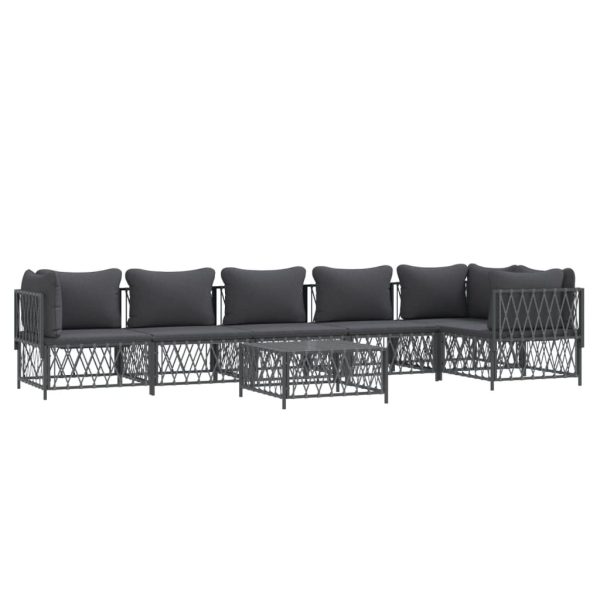 Set mobilier de grădină cu perne, 7 piese, antracit, oțel