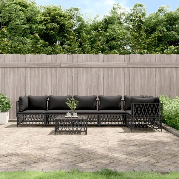 Set mobilier de grădină cu perne, 7 piese, antracit, oțel