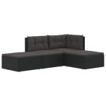 Set mobilier relaxare grădină 4 piese cu perne poliratan negru