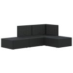 Set mobilier relaxare grădină 4 piese cu perne poliratan negru