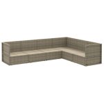Set mobilier de grădină cu perne, 6 piese, gri, poliratan