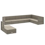 Set mobilier de grădină cu perne, 9 piese, gri, poliratan
