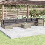 Set mobilier de grădină cu perne, 8 piese, gri, poliratan