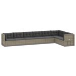 Set mobilier de grădină cu perne, 8 piese, gri, poliratan