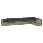 Set mobilier de grădină cu perne, 8 piese, gri, poliratan