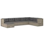 Set mobilier de grădină cu perne, 8 piese, gri, poliratan