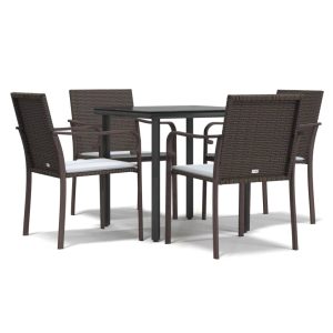 Set mobilier de grădină cu perne, 5 piese, poliratan și oțel