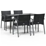 Set mobilier de grădină cu perne, 5 piese, poliratan și oțel