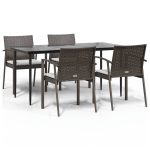 Set mobilier de grădină cu perne, 5 piese, poliratan și oțel