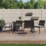 Set mobilier de grădină cu perne, 5 piese, poliratan și oțel