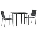 Set mobilier de grădină, 3 piese, poliratan și oțel