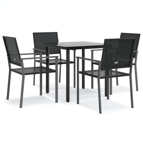 Set mobilier de grădină, 5 piese, poliratan și oțel