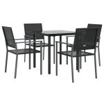 Set mobilier de grădină, 5 piese, poliratan și oțel