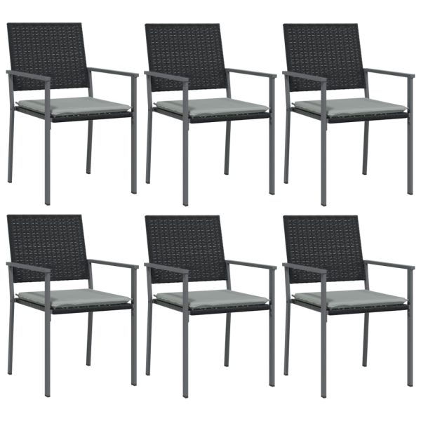 Set mobilier de grădină cu perne, 7 piese, poliratan și oțel