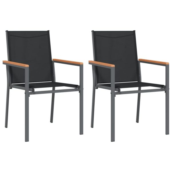 Set mobilier de grădină, 3 piese, negru, textilenă și oțel