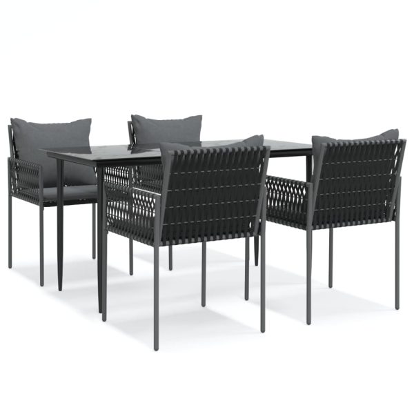 Set mobilier de grădină cu perne, 5 piese, poliratan și oțel