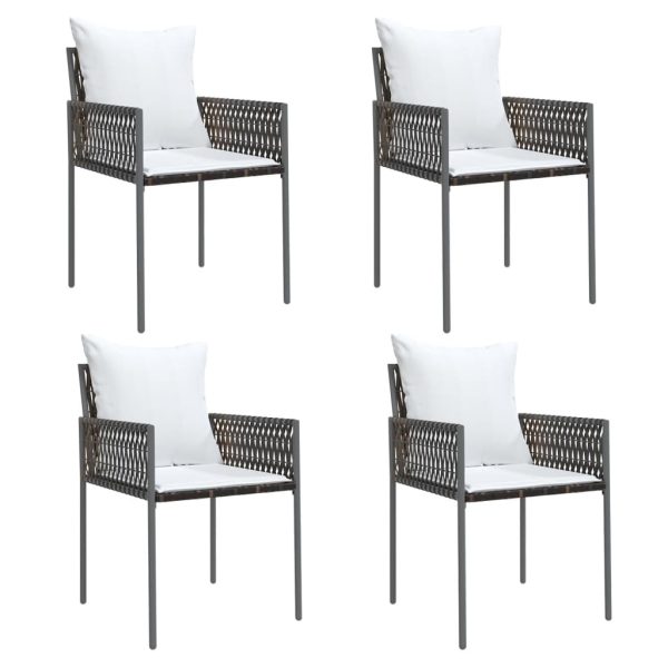 Set mobilier de grădină cu perne, 5 piese, poliratan și oțel