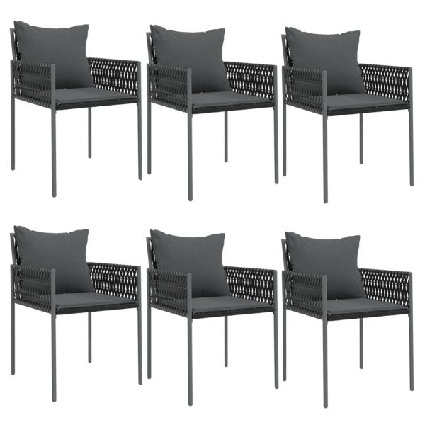 Set mobilier de grădină cu perne, 7 piese, poliratan și oțel