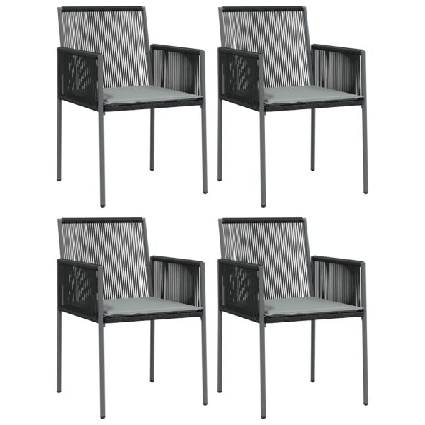 Set mobilier grădină cu perne, 5 piese, negru, poliratan & oțel