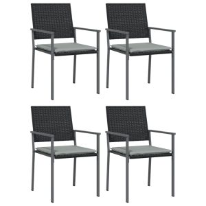 Scaune de grădină cu perne 4 buc. negru 54×62,5×89 cm poliratan
