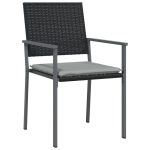 Scaune de grădină cu perne 4 buc. negru 54×62,5×89 cm poliratan