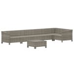 Set mobilier de grădină cu perne, 7 piese, gri, poliratan