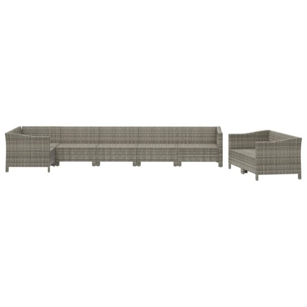 Set mobilier de grădină cu perne, 8 piese, gri, poliratan