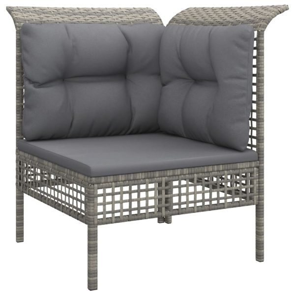 Set mobilier de grădină cu perne, 4 piese, gri, poliratan