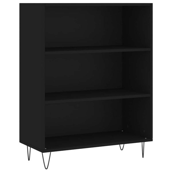 Bibliotecă, negru, 69,5×32,5×90 cm, lemn compozit