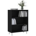 Bibliotecă, negru, 69,5×32,5×90 cm, lemn compozit