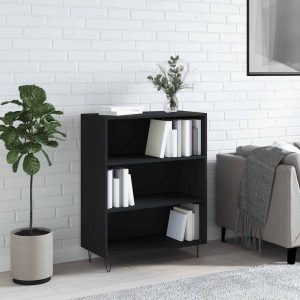 Bibliotecă, negru, 69,5×32,5×90 cm, lemn compozit