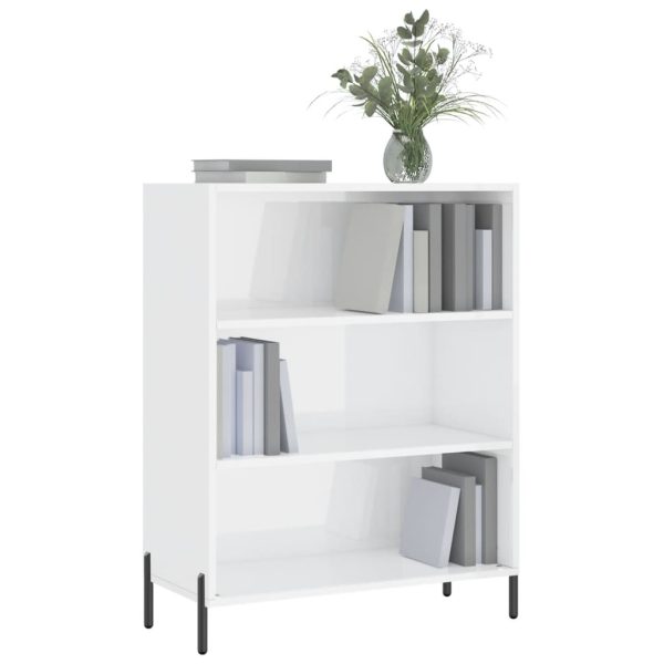 Dulap cu rafturi alb extralucios 69,5×32,5×90 cm lemn compozit