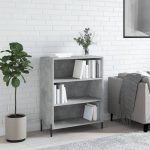 Dulap cu rafturi, gri beton, 69,5×32,5×90 cm, lemn compozit