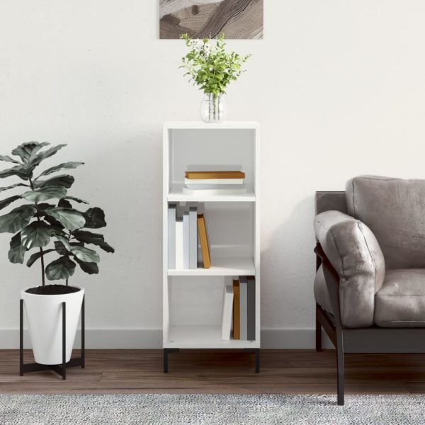 Servantă, alb extralucios, 34,5×32,5×90 cm, lemn compozit