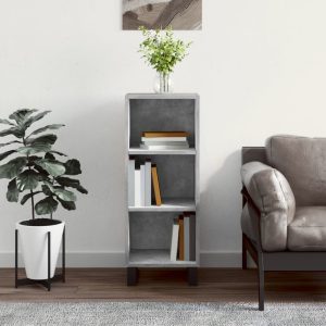 Servantă, gri beton, 34,5×32,5×90 cm, lemn prelucrat
