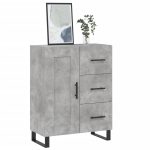 Servantă, gri beton, 69,5x34x90 cm, lemn compozit