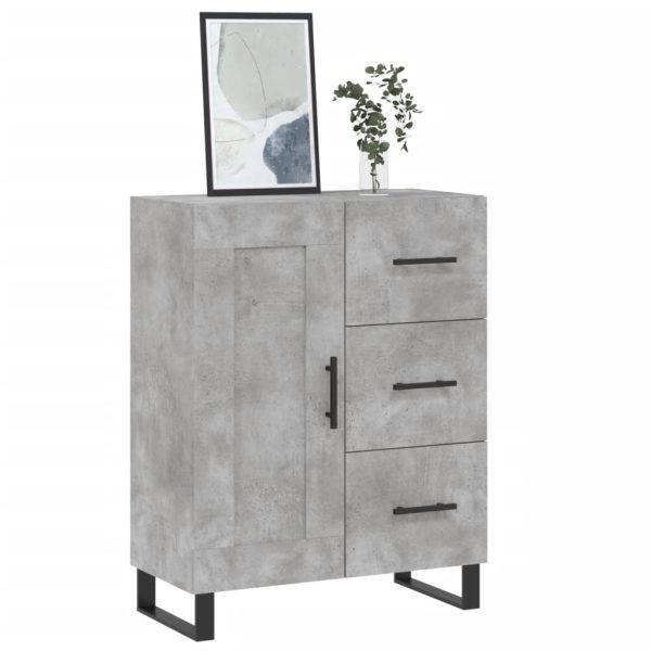Servantă, gri beton, 69,5x34x90 cm, lemn compozit