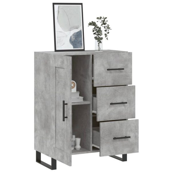 Servantă, gri beton, 69,5x34x90 cm, lemn compozit